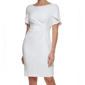 DKNY Tulip Sleeve Sheath Dress NEW White Size 6